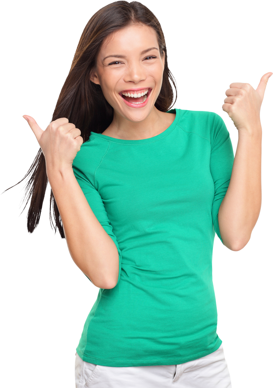 Thumbs Up Happy Excited Woman Isolated